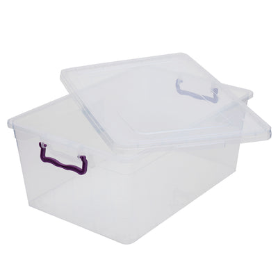 2 of 5:Boîte de rangement Home Basics 30 L avec couvercle verrouillable, transparente 