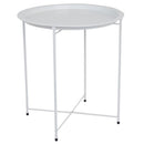 1 of 3:Table d'appoint ronde pliable et polyvalente en métal Home Basics, blanc mat 