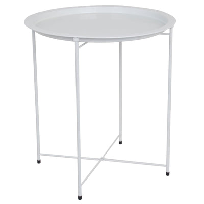 1 of 3:Table d'appoint ronde pliable et polyvalente en métal Home Basics, blanc mat 