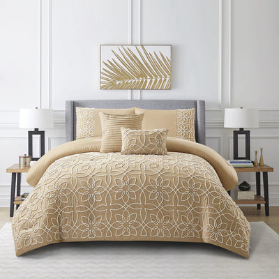 8 of 12:Jezebelle 5 Piece Embroidered Textured Design Comforter Set 