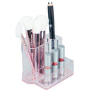 1 of 5:Porte-pinceaux de maquillage en plastique Home Basics avec fond rose 