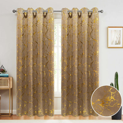 4 of 7:Denver Marble Metallic Grommet Window Curtain Panel, 54x84 Inches 