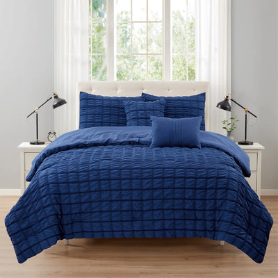 8 of 10:Rowan 5 Piece Puffy Seersucker Comforter Set 