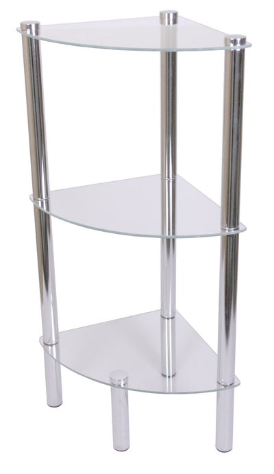 3 of 6:Home Basics 3 Tier Multi Use Arc Glass Corner Shelf, Clear 