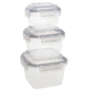 3 of 4:Home Basics Locking Square Food Storage Containers with Grey Steam Vented Lids, (Set of 6) 