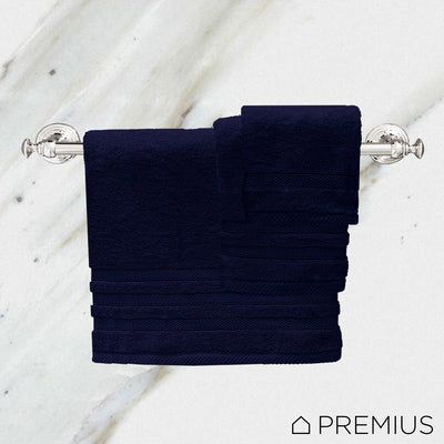 5 of 6:Juego de toallas de baño de algodón peinado Premius Premium de 6 piezas, azul marino 