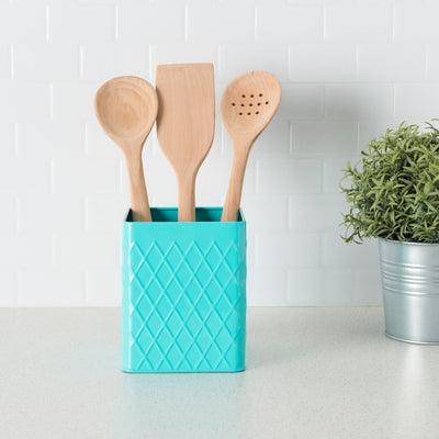 2 of 3:Home Basics Tin Utensil Holder, Turquoise 