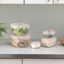 5 of 5:Home Basics Lot de 10 boîtes de conservation carrées verrouillables en plastique avec couvercles à clipser ventilés, rouge 