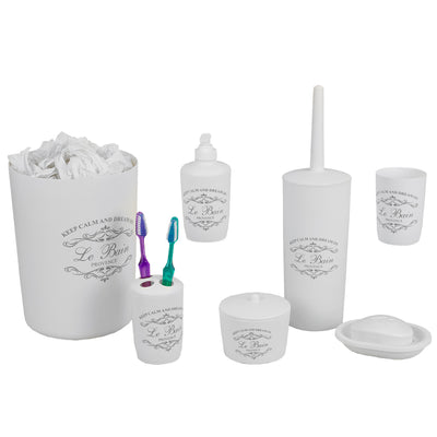 3 of 10:Home Basics Paris Collection Conjunto de baño de 7 piezas, color blanco 