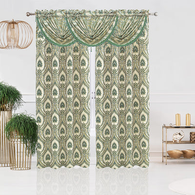 9 of 21:Lizet Damask Jacquard Rod Pocket Window Panel and Valance Treatments, All Sold Separately 