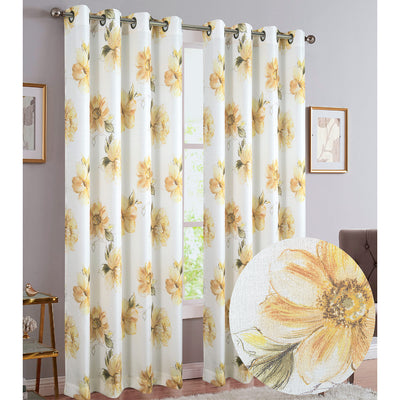 4 of 4:Marianne Texured Floral Printed Grommet Window Panel, 54x84 Inches 