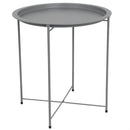 1 of 3:Home Basics Foldable Round Multi-Purpose Side Accent Metal Table, Matte Grey 