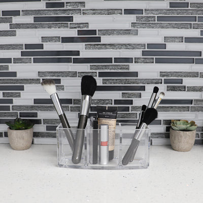 5 of 5:Home Basics 3 Compartment Plastic Cosmetic Organizer, Clear 