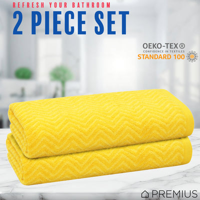 8 of 32:Serviette de bain PREMIUS en fil de coton teint à chevrons, lot de 2, 27 x 54 pouces 