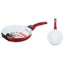 2 of 2:All For You Non-Stick White Ceramic Coating Frying Pan with Soft Touch Handle, Red 