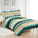 1 of 10:PREMIUS Montego 3 Piece Microfiber Wrinkle-Free Quilt Set, Green-Yellow 