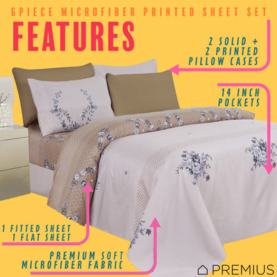 3 of 12:PREMIUS Premium Goldie 4 & 6 Piece Microfiber Printed Wrinkle-Free Sheet Set 