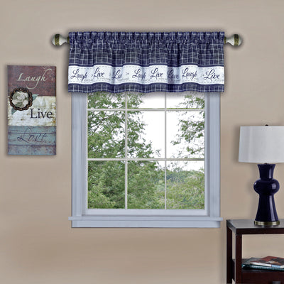 1 of 3:Live, Love, Laugh Window Curtain Valance - 58x14 - Navy 