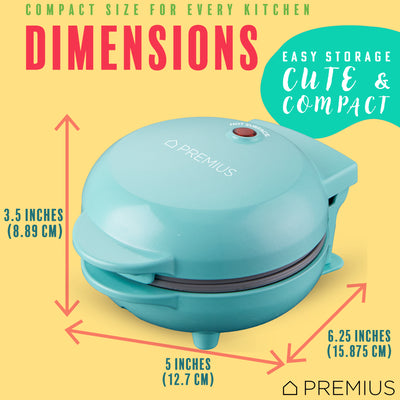 6 of 18:PREMIUS Ceramic Non-Stick Mini Snack Waffle Maker, 4 Inch Mold 