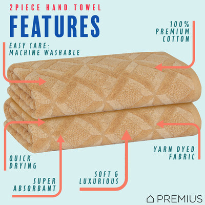 13 of 24:PREMIUS 2-Pack Geo 100% Cotton Yarn Dyed Hand Towel, 16x28 Inches 