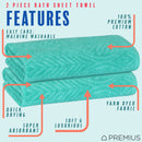 6 of 23:PREMIUS 2 Pack Leaf 100% Cotton Yarn Dyed Bath Sheet Towel, 32x64 Inches 