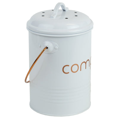 3 of 6:Home Basics Grove Compact Countertop Compost Bin, White 