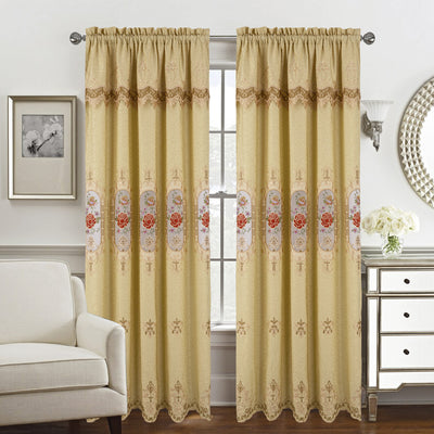 2 of 5:Veronica Floral Macrame Jacquard Window Panel with Attached Valance, 55x84 Inches 