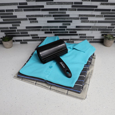 4 of 4:Rodillo de pelusa adhesivo extra ancho Sunbeam con rollo adhesivo de repuesto, negro 