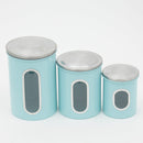 1 of 4:Home Basics 3 Piece Stainless Steel Top Canisters with Windows, Turquoise 