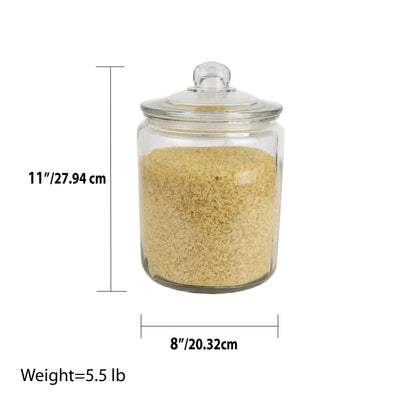 5 of 5:Home Basics Renaissance Collection Large Glass Jar with Easy Grab Knob Handles, Clear 