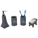 1 of 4:Ensemble d'accessoires de bain en céramique Home Basics Le Bain Paris Tour Eiffel, 4 pièces, gris 