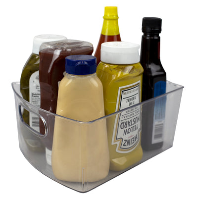 1 of 5:Home Basics Heavy Duty Plastic Lazy Susan Storage Organizing Bin with Front Cut-Out Handle, Clear 