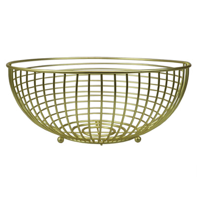 3 of 4:Home Basics Halo Large Capacity Steel Fruit Bowl, Gold 