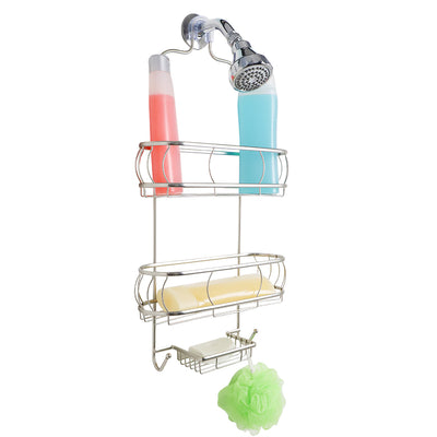 1 of 4:Home Basics Carrito de ducha de 2 niveles, níquel satinado 