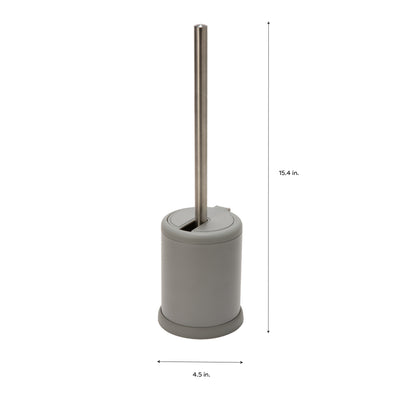 2 of 2:Bath Bliss Self Closing Lid Toilet Brush and Holder in Grey 