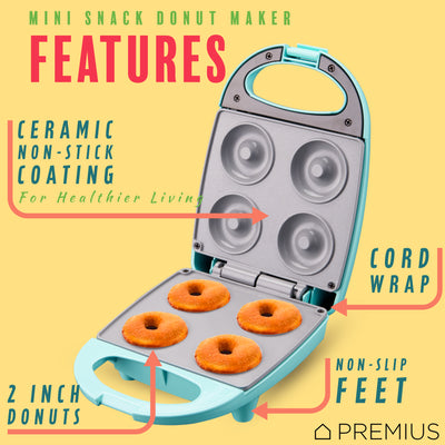 3 of 14:PREMIUS Ceramic Non-Stick Mini Snack Donut Maker, 2 Inch Mold, 4 Count 