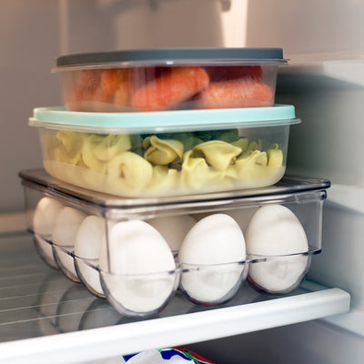 4 of 6:Home Basics 12 Egg Plastic Holder with Lid, Clear 