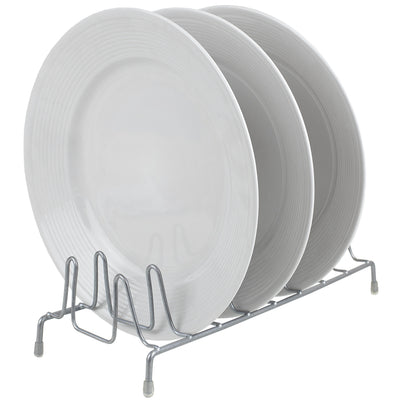 1 of 6:Support à assiettes en acier recouvert de vinyle Home Basics, argenté 