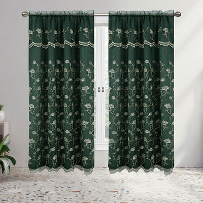 3 of 7:Viola Floral Embroidery Panel with Valance and Backing, 55x84 Inches 