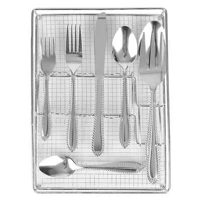 2 of 4:Home Basics 22 Piece Stainless Steel Flatware Entertaining Set with Cutlery Tray, Silver 