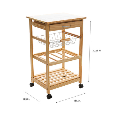 4 of 4:Neu Home Rolling Kitchen Cart with Ceramic Countertop 