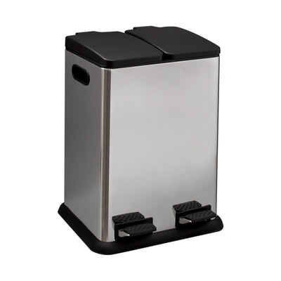1 of 4:Neu Home 2 Compartment 40 Liter Step-On Recycling Bin in Stainless Steel 