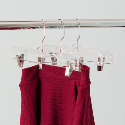 4 of 5:Home Basics Crystal Plastic Straight Skirt Hanger with Metal Clips, Clear 