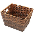 1 of 4:Panier moyen en rotin synthétique avec poignées découpées Home Basics, couleur café 