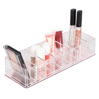 1 of 5:Home Basics 8 Compartment Plastic Cosmetic Organizer with Rose Bottom 