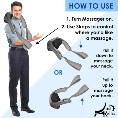 3 of 8:Just Relax Masajeador inalámbrico Shiatsu para hombros y cuello con calor, gris 