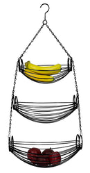 1 of 3:Panier suspendu ovale noir à 3 niveaux Home Basics 