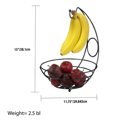5 of 5:Home Basics Wire Collection Fruit Bowl with Banana Tree, Black 