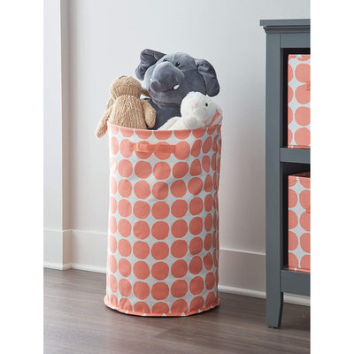 2 of 4:Bac de rangement rond en tissu iDesign Dot avec poignées, corail, 38 x 38 x 61 cm 