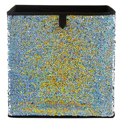 2 of 4:Neu Home Reversible Sequin Storage Cube in Silver 